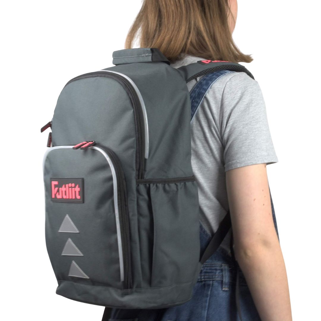 Futliit LED backpack worn on a model viewed from the side